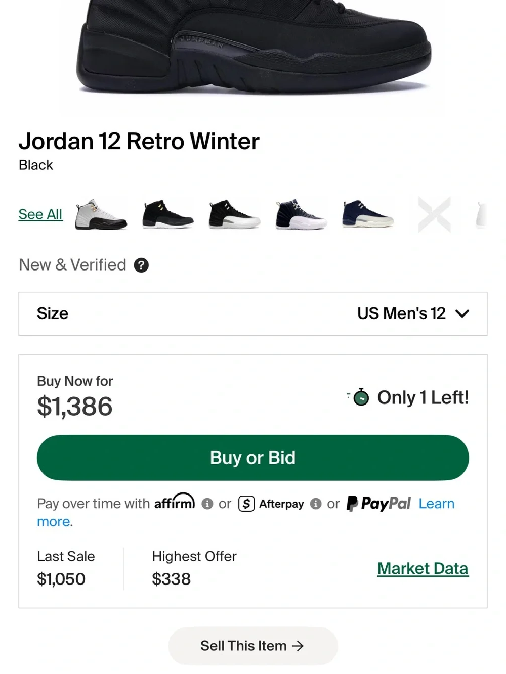 Air Jordan 12 Retro Winter Black